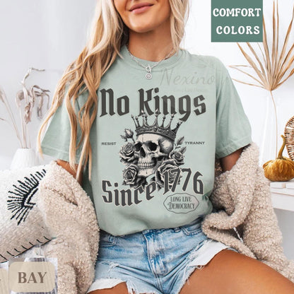 Comfort Colors® No Kings In America Shirt, Anti-Trump Shirt, Protest Shirt, Democracy Tees, Gift for Anti-MAGA, Patriotic Tee, Liberal Shirt