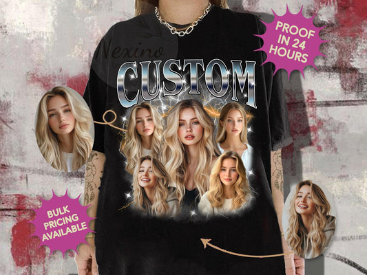Custom Girlfriend Shirt, Boyfriend Comfort Colors Shirt, Face Shirt, Bachelorette Surprise, Personalized Birthday Bootleg Gift, Group Shirt