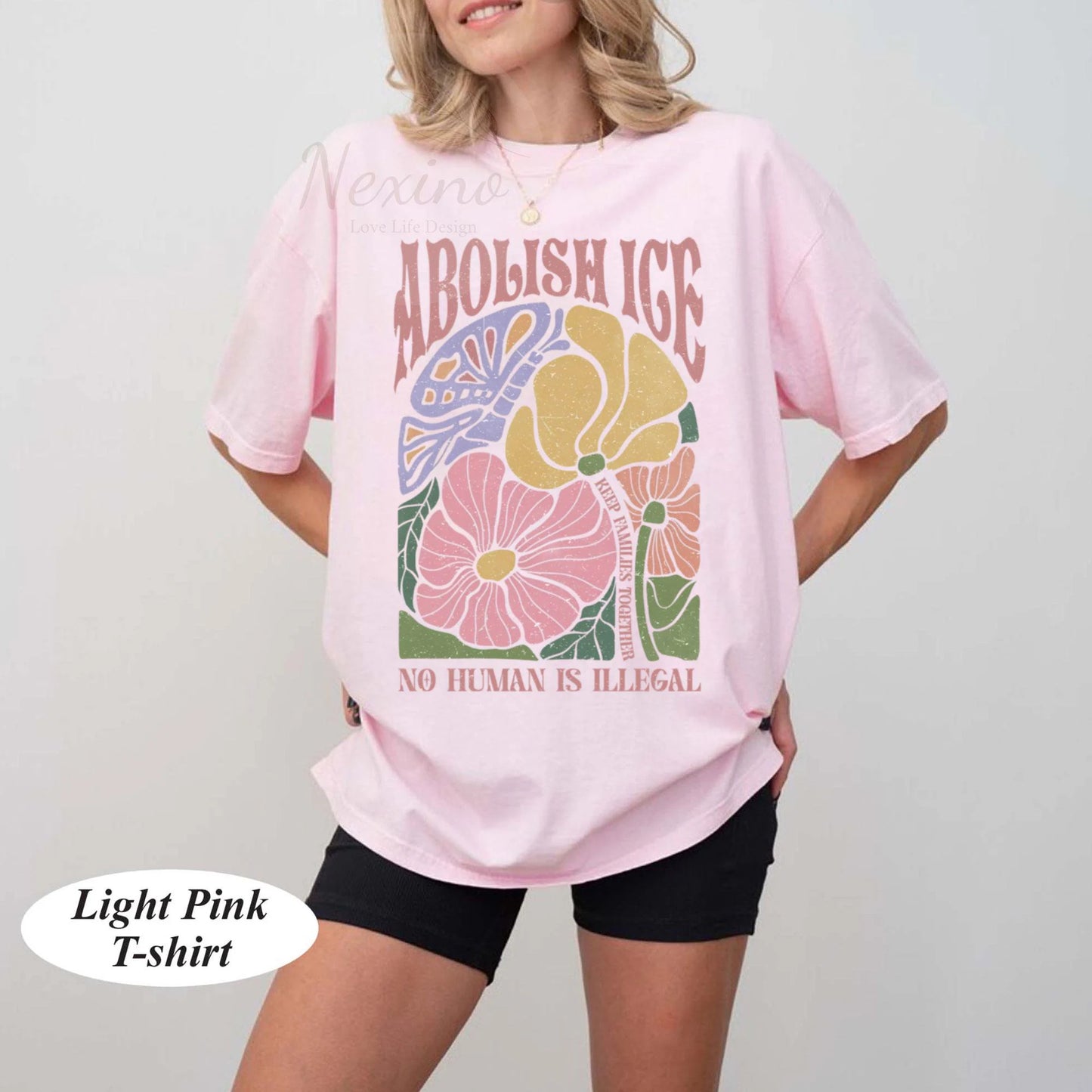 Floral Abolish ICE Human is Illegal Shirt, Political Resistance Shirt, Anti-Trump Activist Wear, No Human is Illegal Top, DACA Shirt