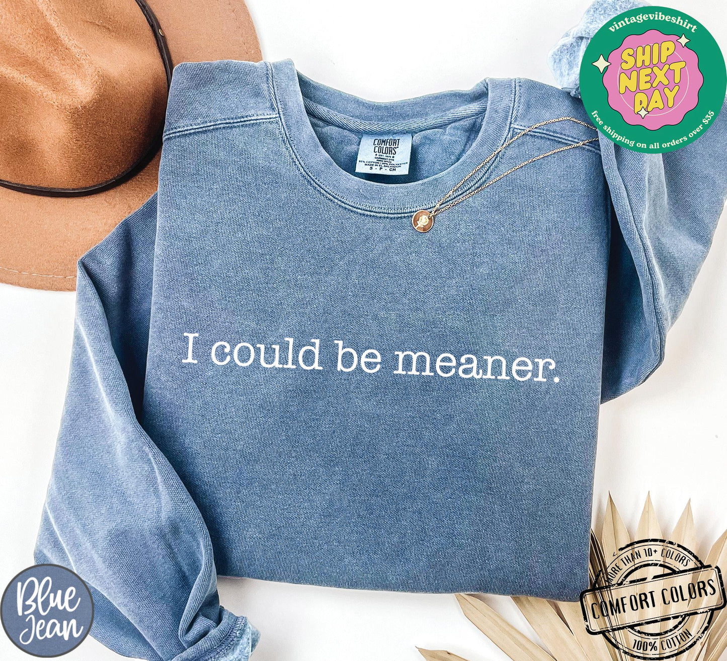 I Could Be Meaner Shirt, Sarcastic Sweatshirt, Funny Quote Crewneck, Funny Humor Shirt, Trendy Shirt For Woman, Sarcasm Tees