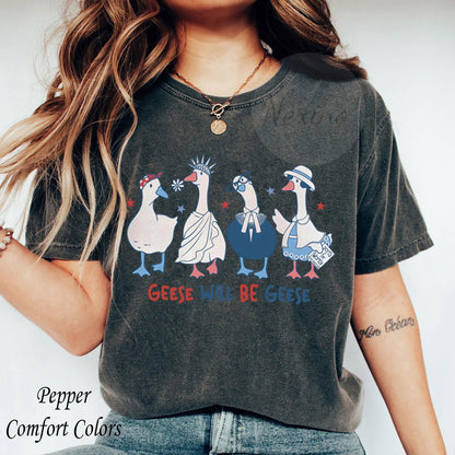 Girls Will be Girls Comfort Colors Shirt, Patriotic Feminist 4th of July Tee, Strong American Women T-Shirt, Independence Day Gift for Her