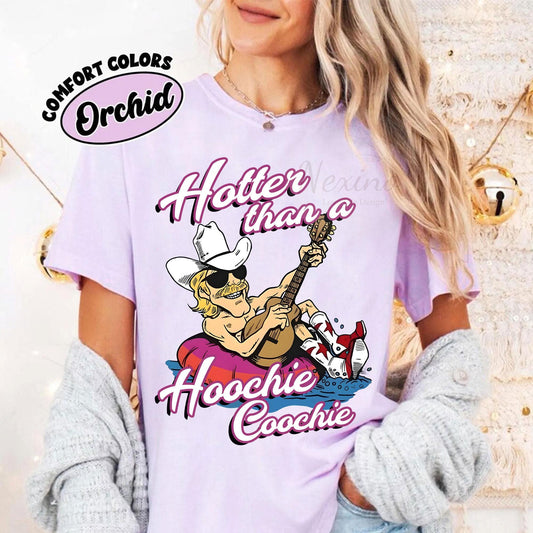 Hotter Than A Hoochie Coochie Comfort Colors Shirt, Meme Summer Vacation Tshirt, Music Lover Tshirt, 90s Country Music, Trendy Summer Tee