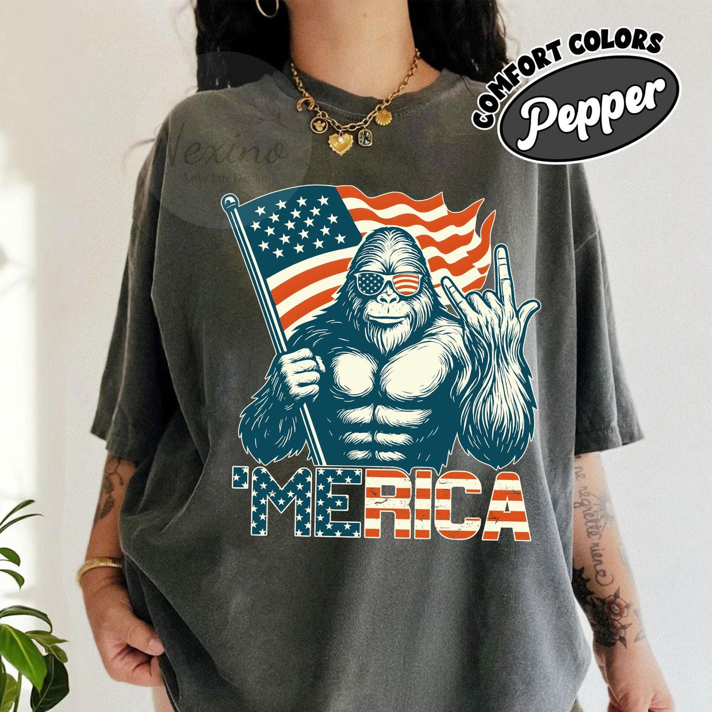 Big Foot Merica Shirt, USA Flag Shirt, Patriotic Shirt, American Shirt, 4th Of July Shirt, American Family Shirt, Independence Day Shirt
