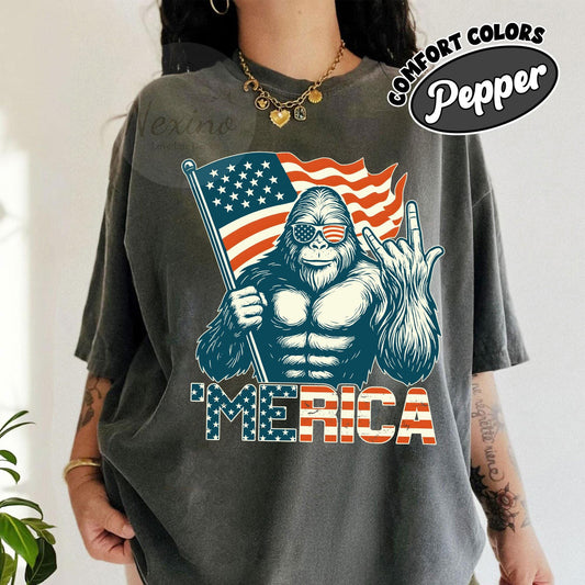 Big Foot Merica Shirt, USA Flag Shirt, Patriotic Shirt, American Shirt, 4th Of July Shirt, American Family Shirt, Independence Day Shirt