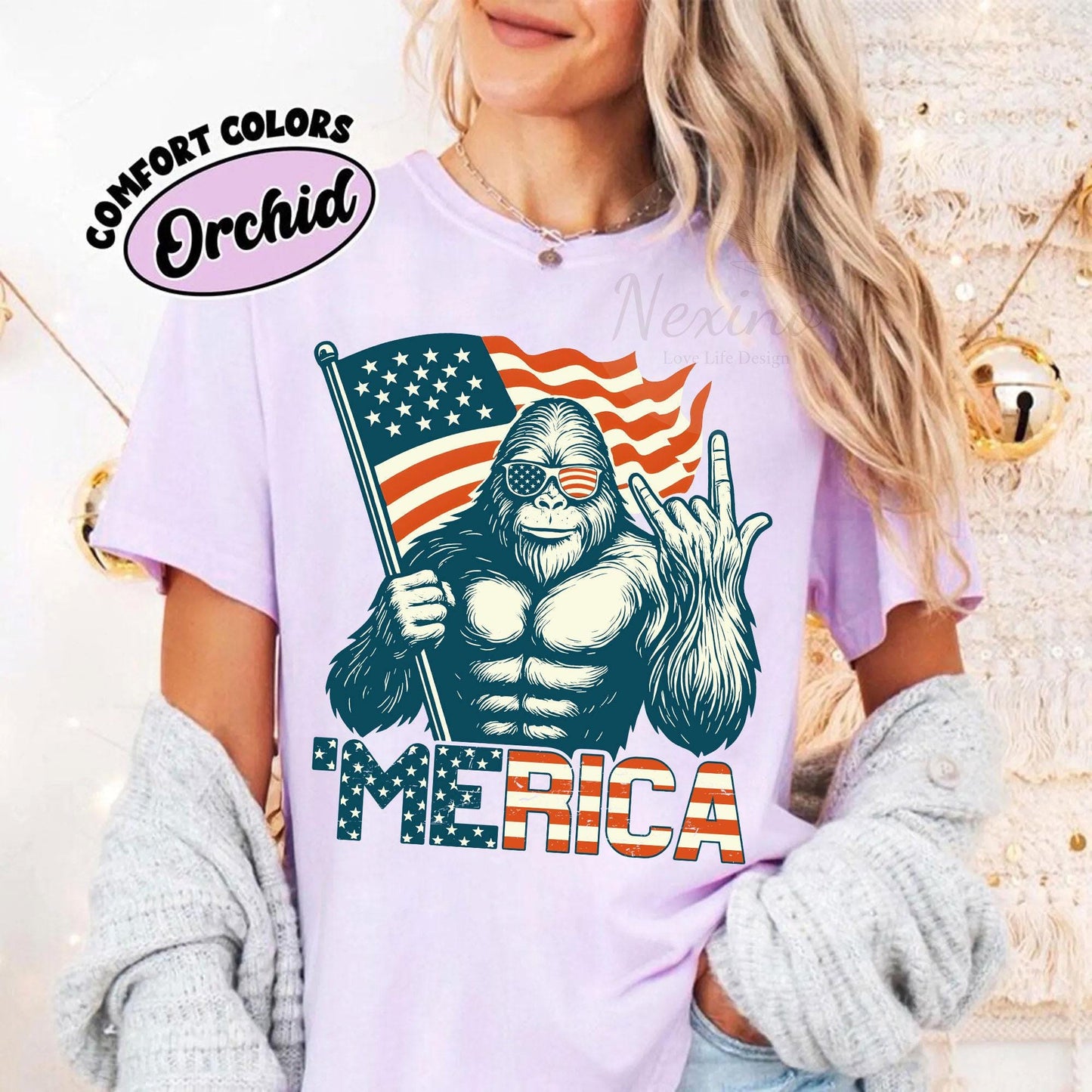 Big Foot Merica Shirt, USA Flag Shirt, Patriotic Shirt, American Shirt, 4th Of July Shirt, American Family Shirt, Independence Day Shirt