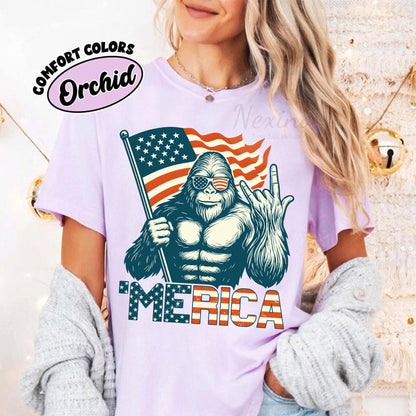 Big Foot Merica Shirt, USA Flag Shirt, Patriotic Shirt, American Shirt, 4th Of July Shirt, American Family Shirt, Independence Day Shirt