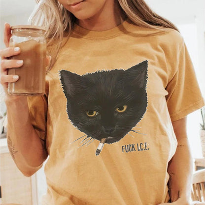 Fuck ICE Smoking Cat Shirt, Anti Trump Tshirts, Protest Shirt, Fuck Donald Trump, Unisex Comfort Colors Fuck Trump Shirt