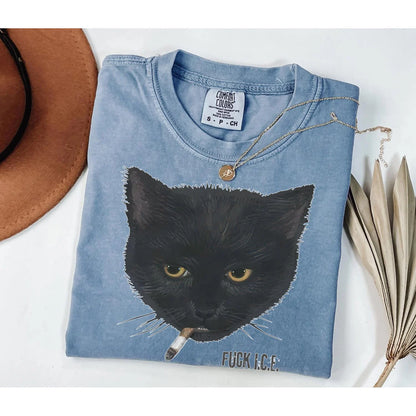 Fuck ICE Smoking Cat Shirt, Anti Trump Tshirts, Protest Shirt, Fuck Donald Trump, Unisex Comfort Colors Fuck Trump Shirt