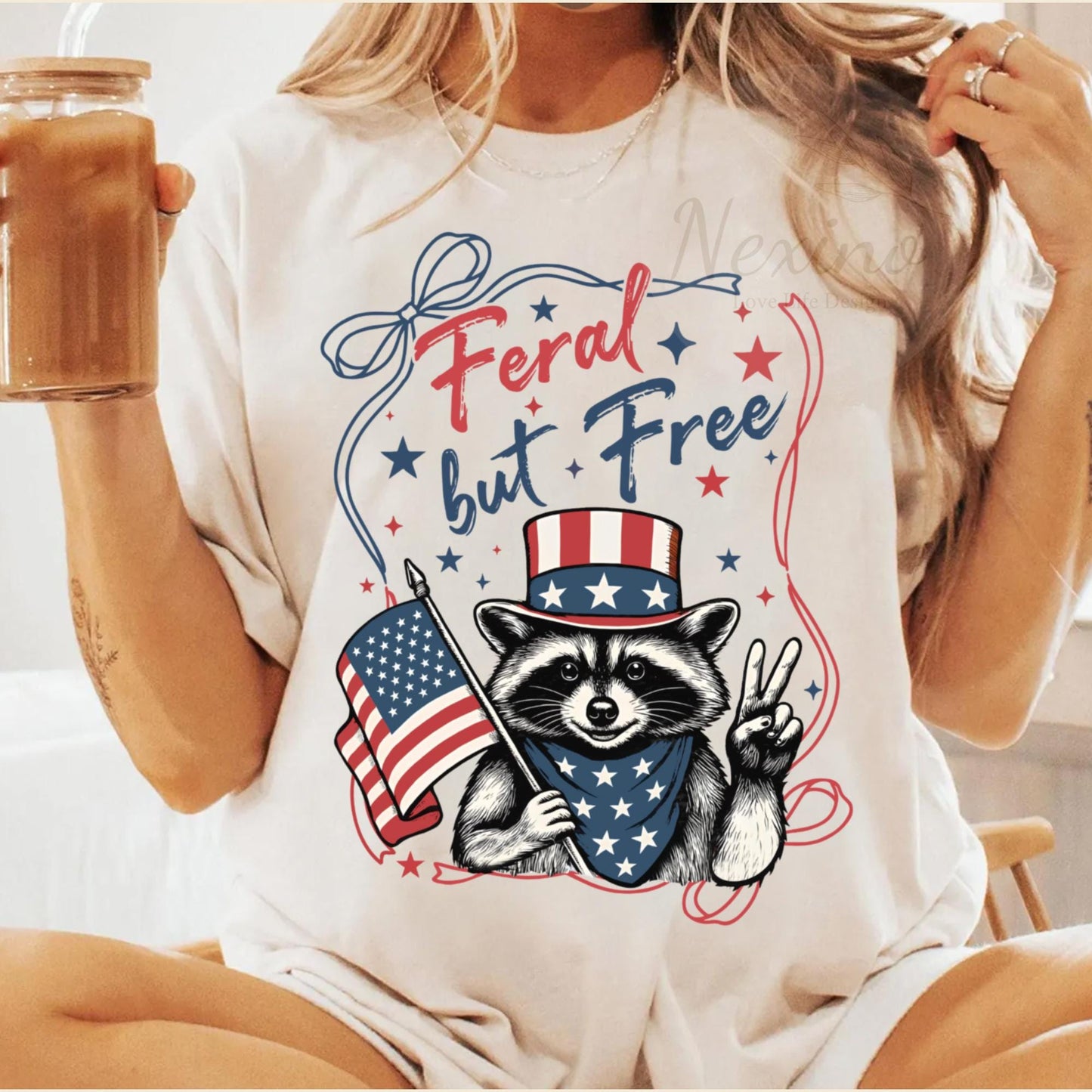 Funny 4th of July Shirt, Feral & Free Raccoon T-Shirt, American Feral Girl Summer Meme Shirt, Patriotic Independence Day Gift