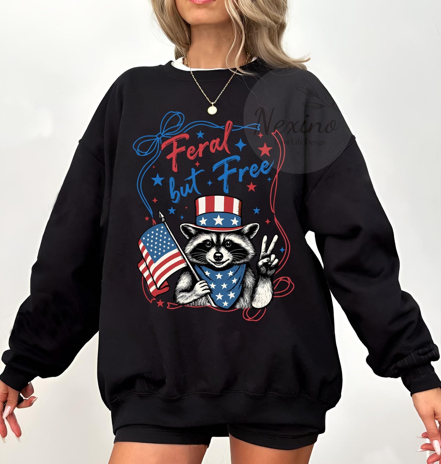 Funny 4th of July Shirt, Feral & Free Raccoon T-Shirt, American Feral Girl Summer Meme Shirt, Patriotic Independence Day Gift