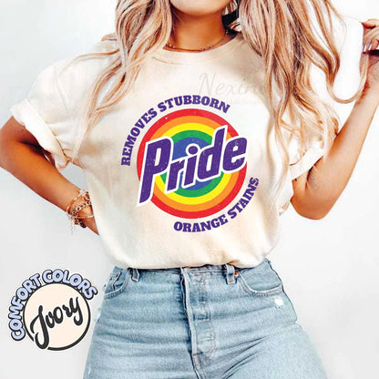 Removes Stubborn Orange Stains Pride T Shirt, Funny Anti Trump LGBTQ Tee, Fuck Trump, Progressive Political Feminist T-Shirt, Pride Shirt