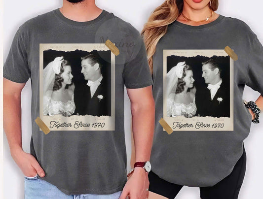 Personalized Couple Shirt, Custom Photo Engagement Comfort Colors Shirt, Vintage Couple Picture Shirt, Wedding Anniversary Gift, Couple Gift