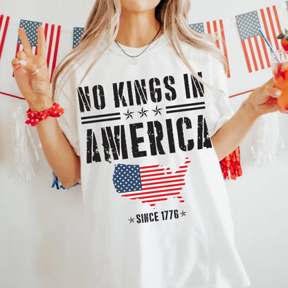 Comfort Colors® No Kings In America Shirt, Anti-Trump Shirt, Protest Shirt, Democracy Tees, Gift for Anti-MAGA, Patriotic Tee, Liberal Shirt