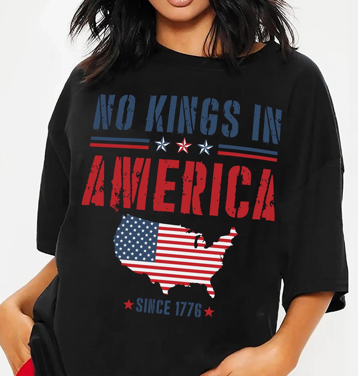 Comfort Colors® No Kings In America Shirt, Anti-Trump Shirt, Protest Shirt, Democracy Tees, Gift for Anti-MAGA, Patriotic Tee, Liberal Shirt