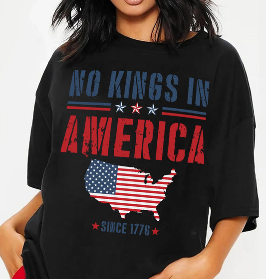 Comfort Colors® No Kings In America Shirt, Anti-Trump Shirt, Protest Shirt, Democracy Tees, Gift for Anti-MAGA, Patriotic Tee, Liberal Shirt