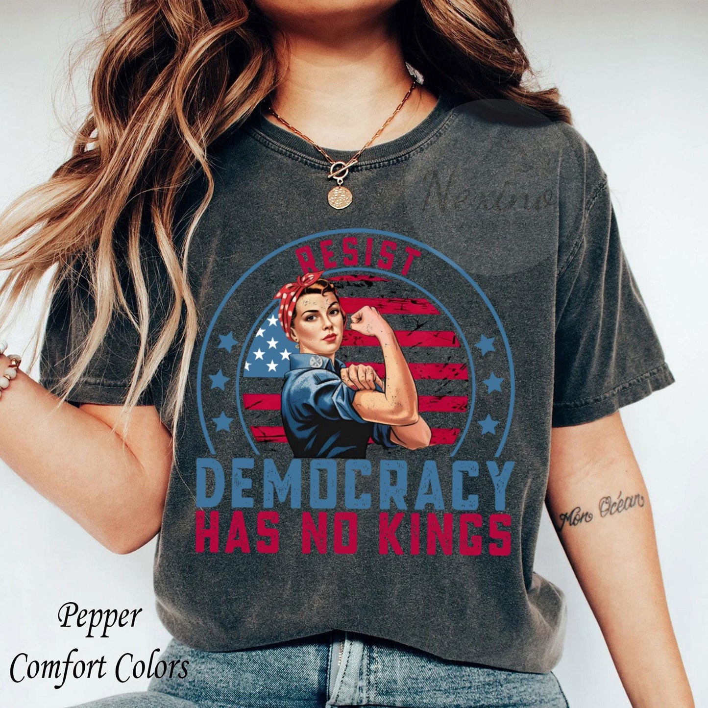 Anti Trump Shirt, Democracy has no kings shirt, upside down American flag shirt, anti maga shirt, Liberal tshirt, democrat shirt, resist tee