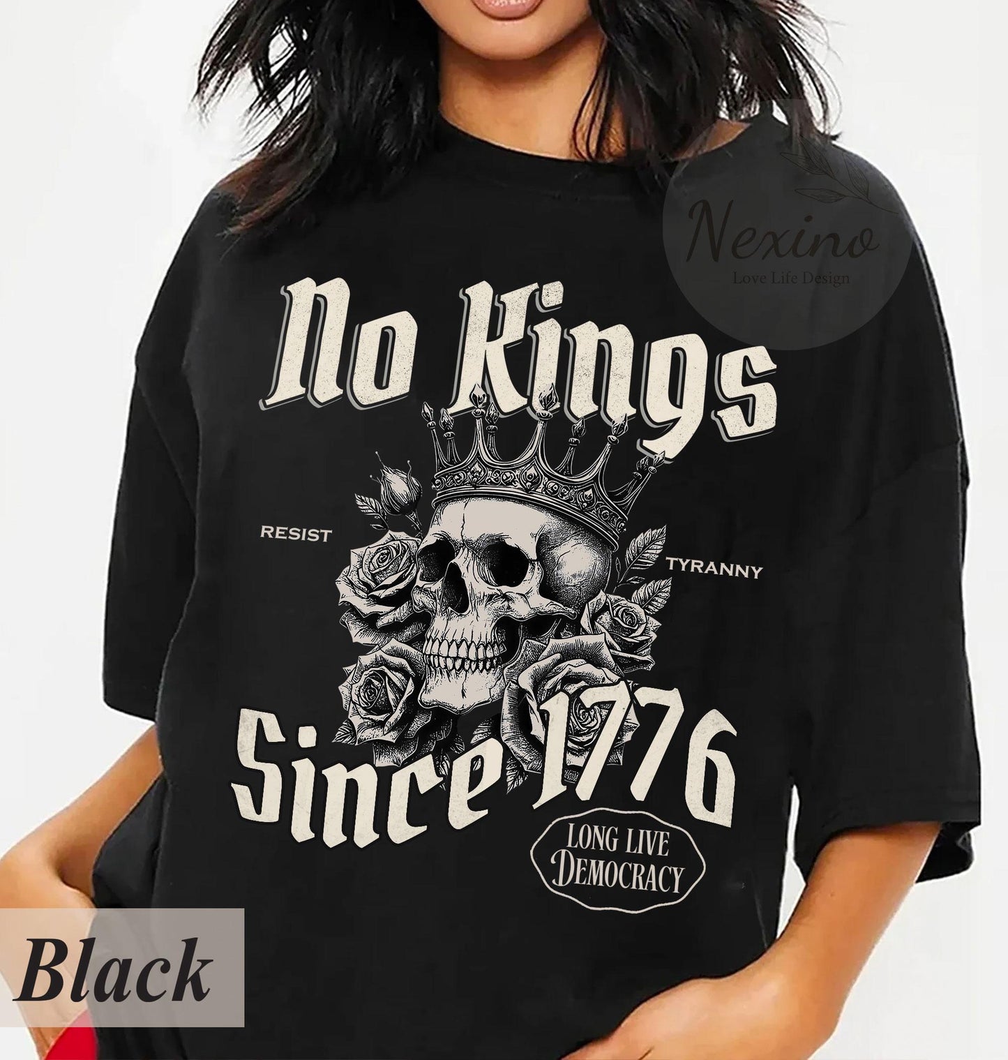 Comfort Colors® No Kings In America Shirt, Anti-Trump Shirt, Protest Shirt, Democracy Tees, Gift for Anti-MAGA, Patriotic Tee, Liberal Shirt