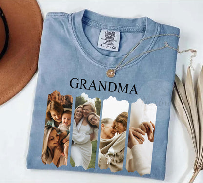 Personalized Grandma Shirt with Photo, Custom Mimi Tee Mother's Day Gift for Nana, Gigi, Custom Grandkids Photo T-Shirt Custom Family Shirt
