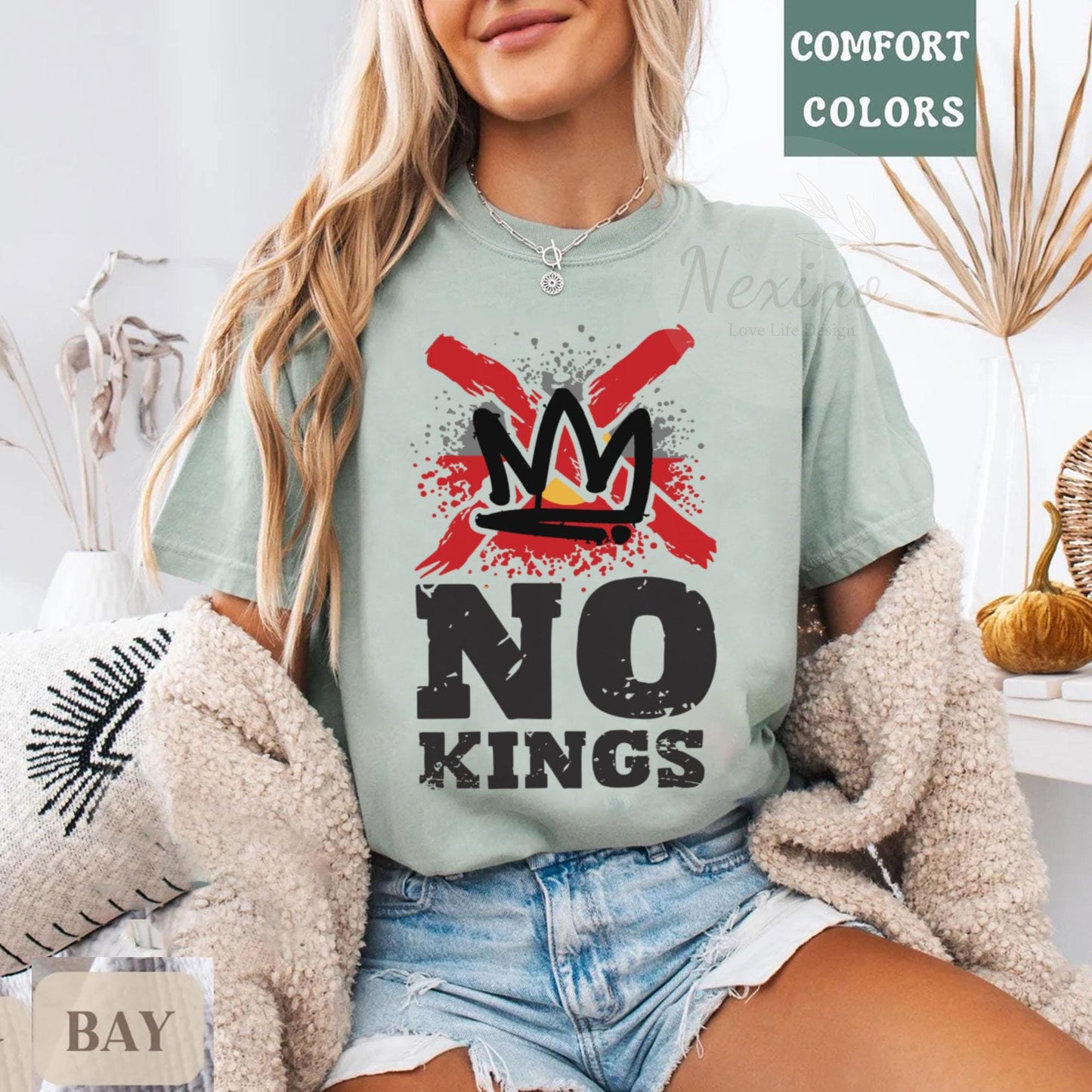 NO KINGS Shirt, Anti Authoritarian Protest Shirt, No Kings In America Shirt, Political Tee, Democracy Tee, Democracy Not Monarchy Shirt