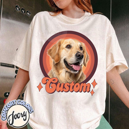 Custom Vintage Pet Unisex T-shirt, Pet Photo + Name Custom Personalized Dog, Shirts for Humans, Custom T-shirt, 90's Dog Owner Shirt