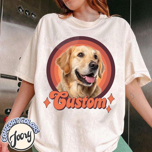 Custom Vintage Pet Unisex T-shirt, Pet Photo + Name Custom Personalized Dog, Shirts for Humans, Custom T-shirt, 90's Dog Owner Shirt