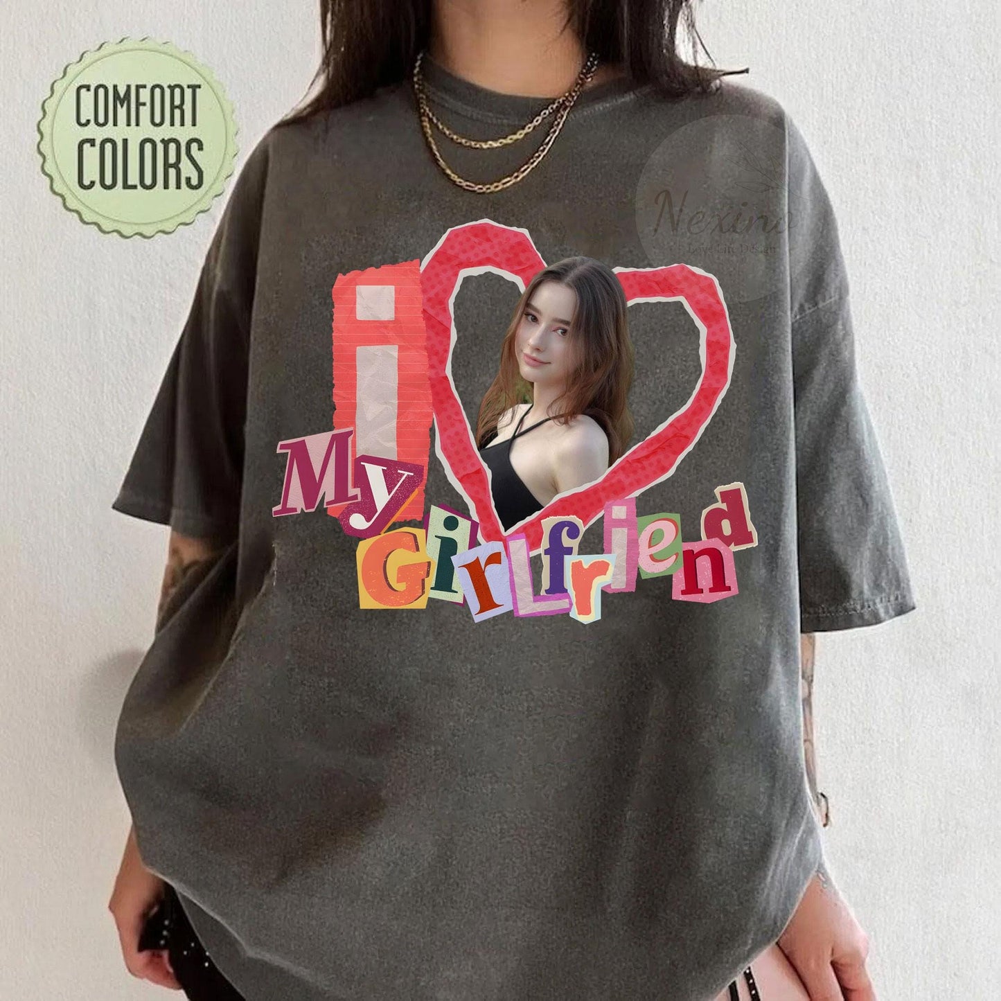 I Love My Girlfriend Shirt Custom Photo, Girlfriend Shirt, Custom Face Girlfriend Bootleg Shirt, Valentine Gift Girlfriend Custom Picture