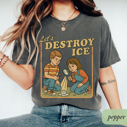 Let's Destroy Ice Shirt, Fuck ICE T-Shirt, Subtle Abolish ICE Comfort Colors Tee, Pro Immigration Ally, Human Rights Anti Trump FDT Protest