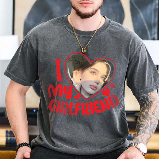 I Love My Girlfriend Shirt Custom Photo, Girlfriend Shirt, Custom Face Girlfriend Bootleg Shirt, Valentine Gift Girlfriend Custom Picture