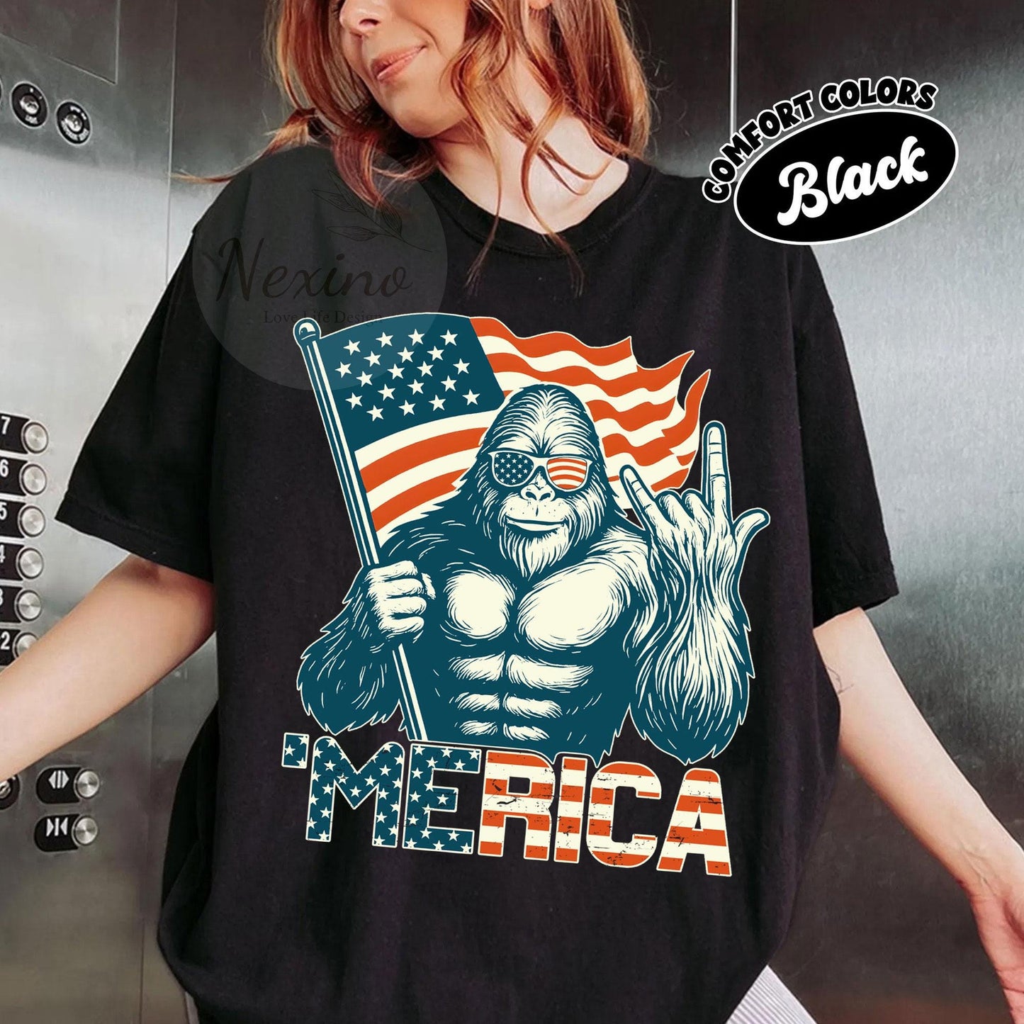Big Foot Merica Shirt, USA Flag Shirt, Patriotic Shirt, American Shirt, 4th Of July Shirt, American Family Shirt, Independence Day Shirt