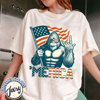 Big Foot Merica Shirt, USA Flag Shirt, Patriotic Shirt, American Shirt, 4th Of July Shirt, American Family Shirt, Independence Day Shirt
