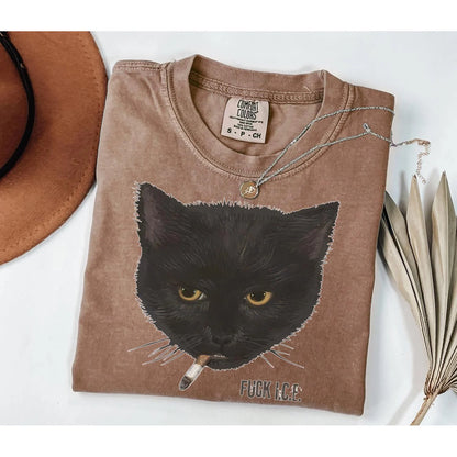 Fuck ICE Smoking Cat Shirt, Anti Trump Tshirts, Protest Shirt, Fuck Donald Trump, Unisex Comfort Colors Fuck Trump Shirt