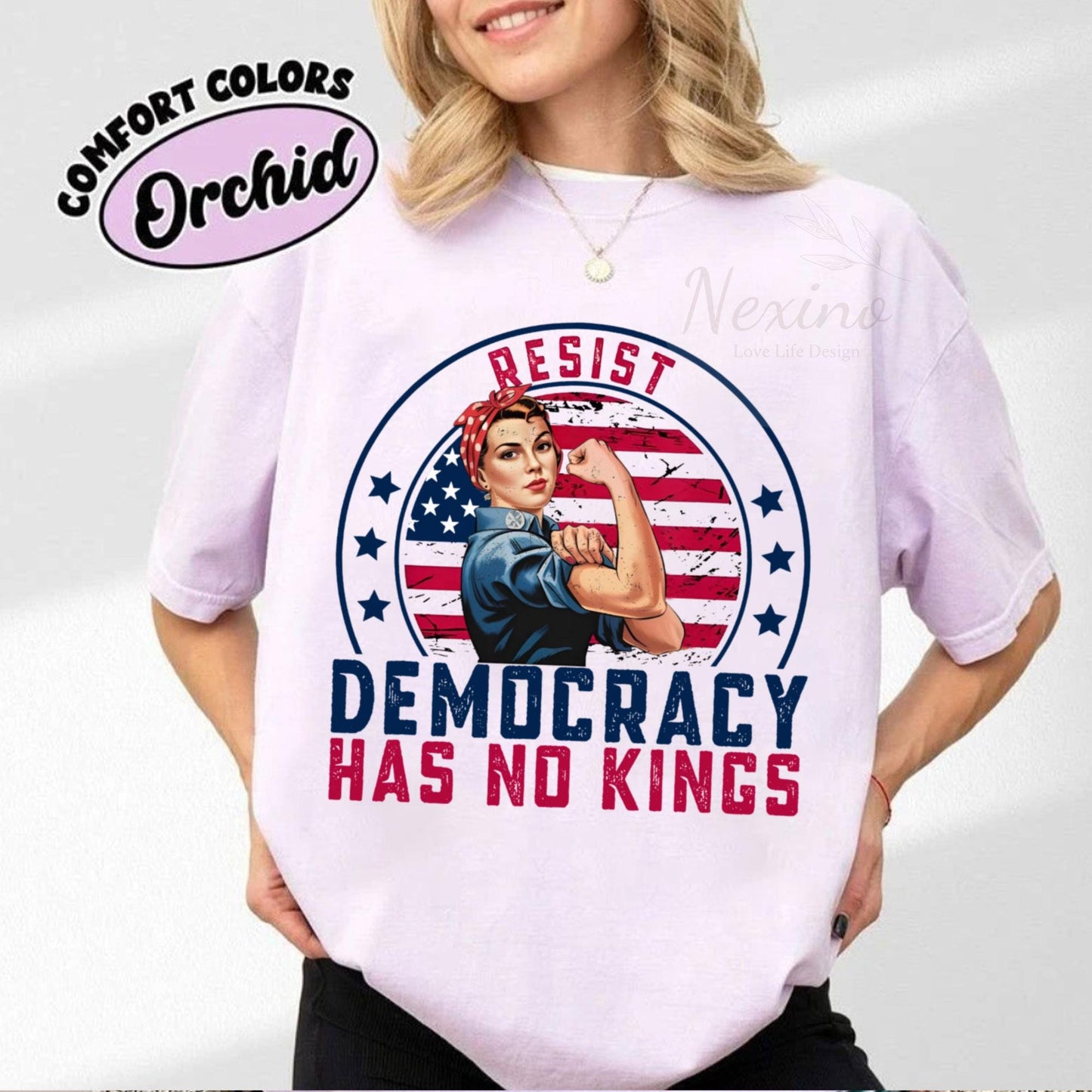 Anti Trump Shirt, Democracy has no kings shirt, upside down American flag shirt, anti maga shirt, Liberal tshirt, democrat shirt, resist tee