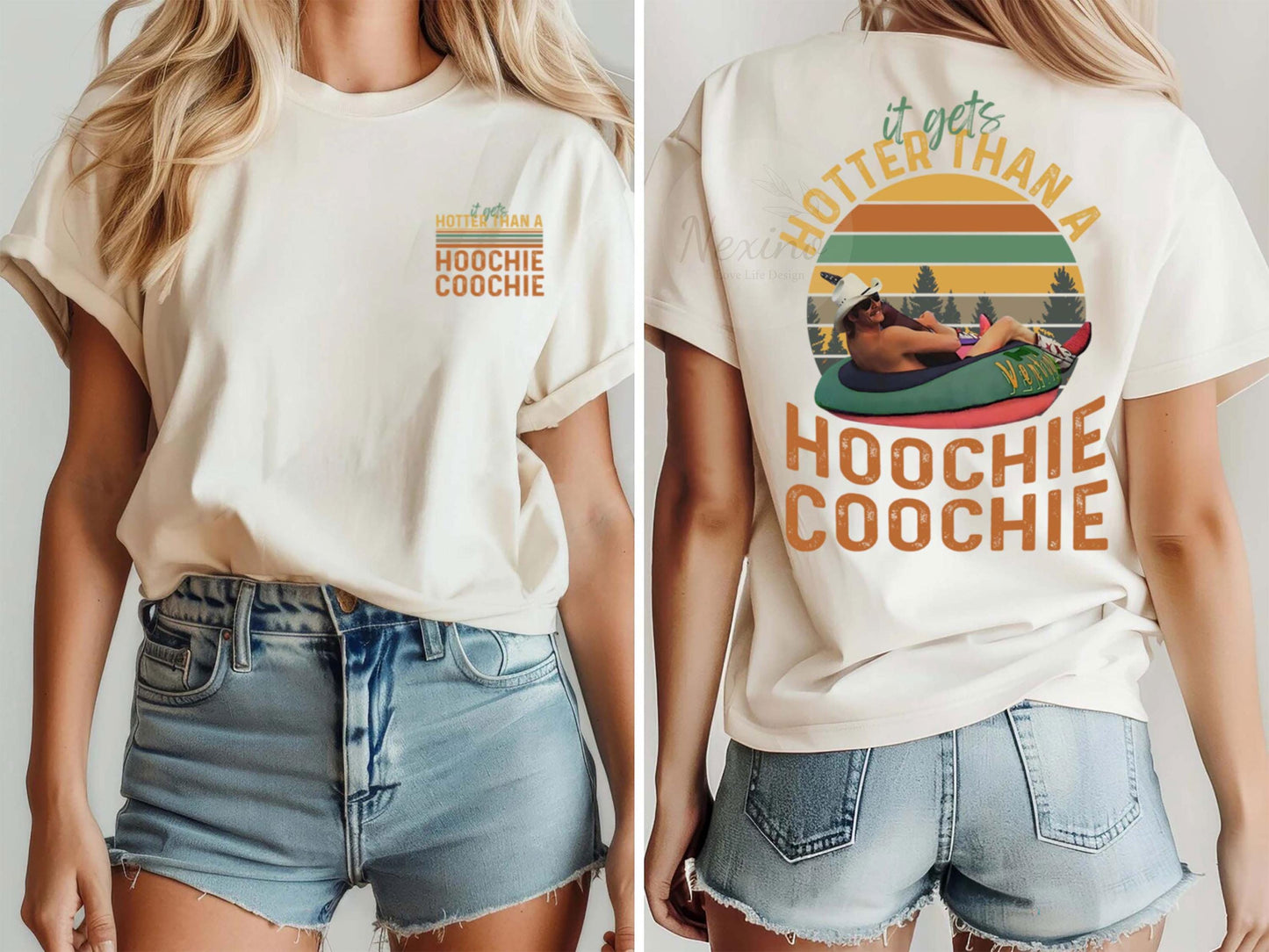 Hotter Than A Hoochie Coochie Shirt, Meme Summer Vacation Shirt, Music Lover T-shirt, 90s Country Music, Trendy Summer Tee, Gift For Her