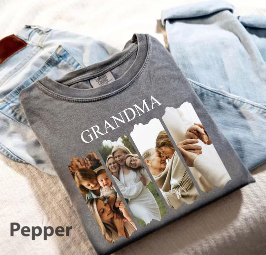 Personalized Grandma Shirt with Photo, Custom Mimi Tee Mother's Day Gift for Nana, Gigi, Custom Grandkids Photo T-Shirt Custom Family Shirt