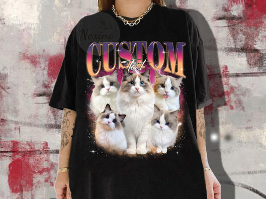 Custom Pet Bootleg Shirt, Custom Retro Cat Bootleg Shirt,Custom Photo Shirt, CUSTOM Your Own Bootleg Idea Here,Pet Photo Shirt, Cat Mom Gift