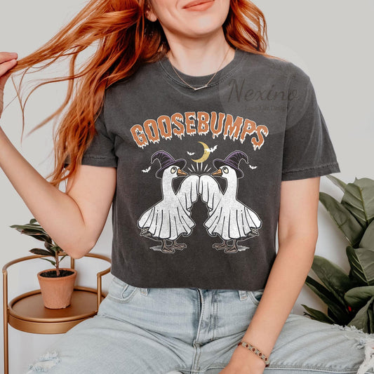 Goose Bumps Funny Halloween Shirt, Halloween Party Tshirt, Silly Goose Comfort Colors T Shirt, Spooky Season Tee, Cute Unisex Halloween Tee