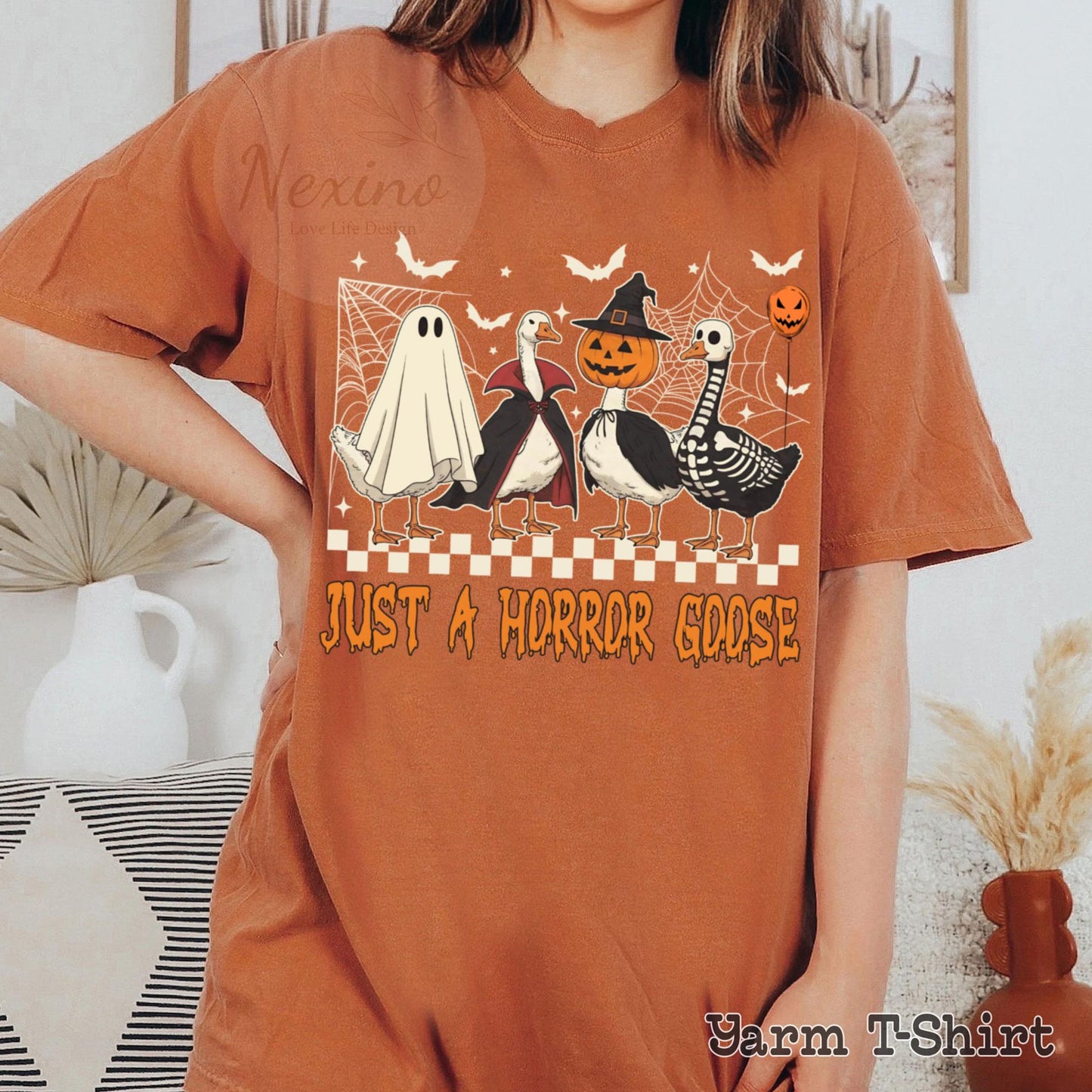 Just a Horror Goose Comfort Shirt, Funny Halloween Goose Shirt, Goose in Halloween Costumes Shirt, Cute Horror Shirt, Spooky Goose