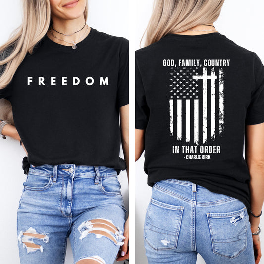 Activism Tee, God Family Country In That Order Unisex Jersey Short Sleeve Shirt, Pray for Charlie Kirk, Equality, Support Diversity