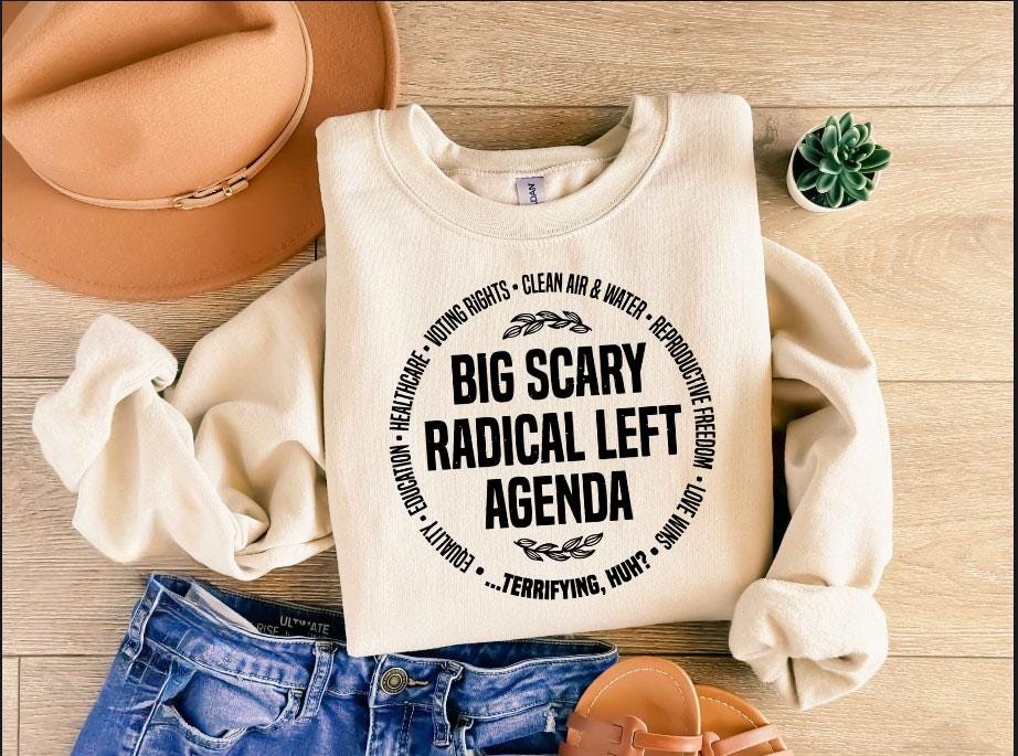 Radical Left Agenda Political Sweatshirt, Equality Justice Climate Rights Long Sleeve, Funny Democrat Liberal Satire Hoodie, Activist Gift