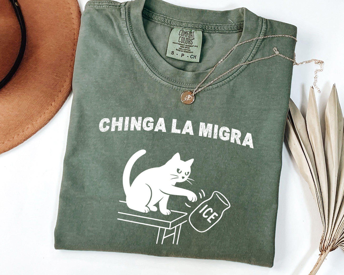Chinga La Migra Shirt, Pro Immigration Tshirt, Abolish ICE Funny Cat Political Tee, Human Rights Civil Rights Equality Tee