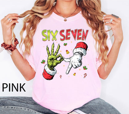 Six Seven Christmas Shirt, Viral 6 7 Meme Tee, Funny Xmas Graphic Tshirt, Social Media Humor Holiday Shirt, Funny Santa Says Six Seven Shirt