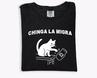 Chinga La Migra Shirt, Pro Immigration Tshirt, Abolish ICE Funny Cat Political Tee, Human Rights Civil Rights Equality Tee