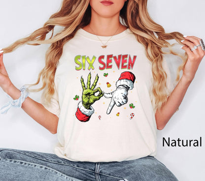 Six Seven Christmas Shirt, Viral 6 7 Meme Tee, Funny Xmas Graphic Tshirt, Social Media Humor Holiday Shirt, Funny Santa Says Six Seven Shirt