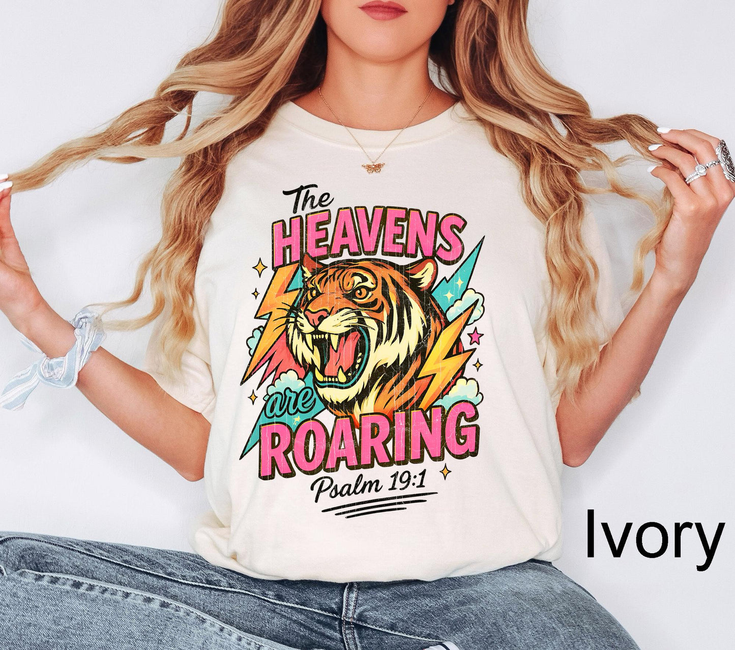 The Heavens Are Roaring Shirt,Retro Christian Tee, The Heavens Are Roaring Christian Apparel Tee Bible Verse Christian Woman