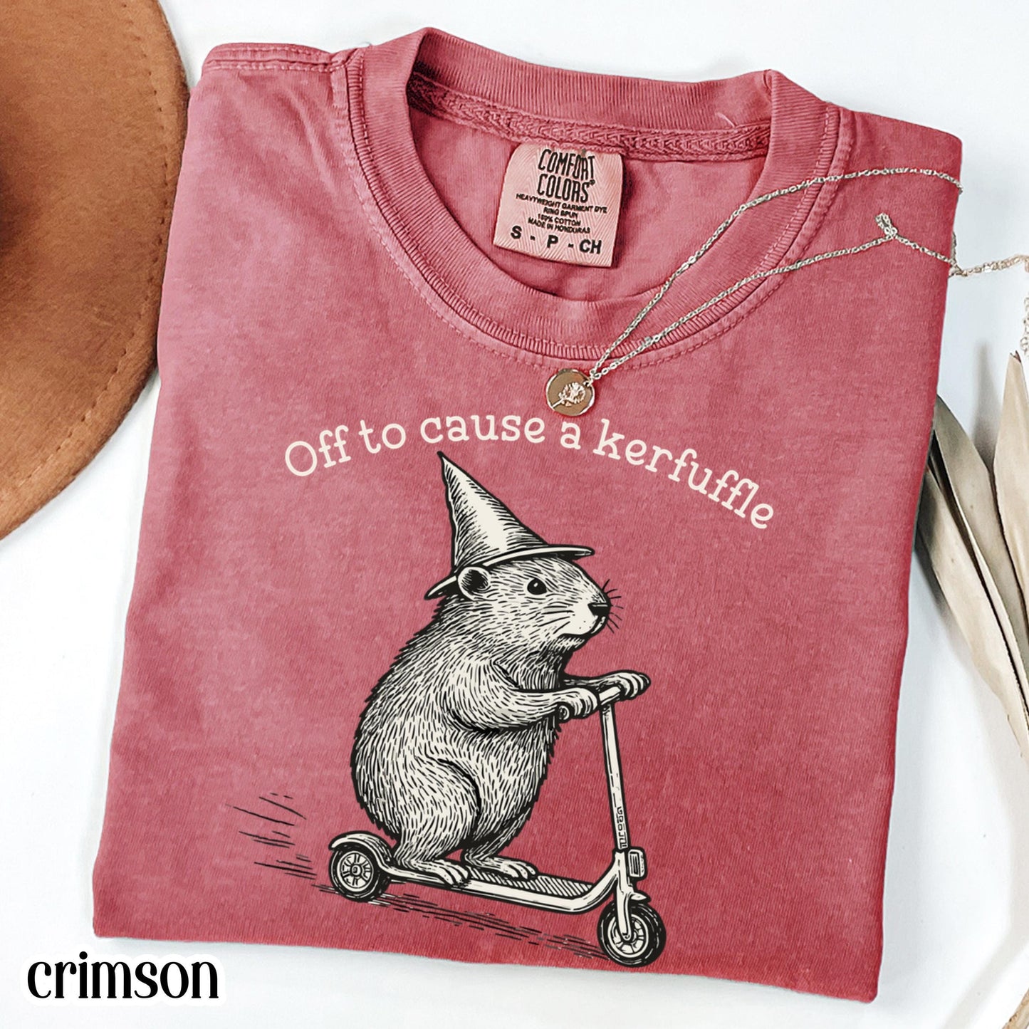 Off To Cause A Kerfuffle Comfort Colors Shirt Funny Groundhog Scooter Tshirt Silly Animal Mental Health Tee Adult Humor Sarcastic T-Shirt
