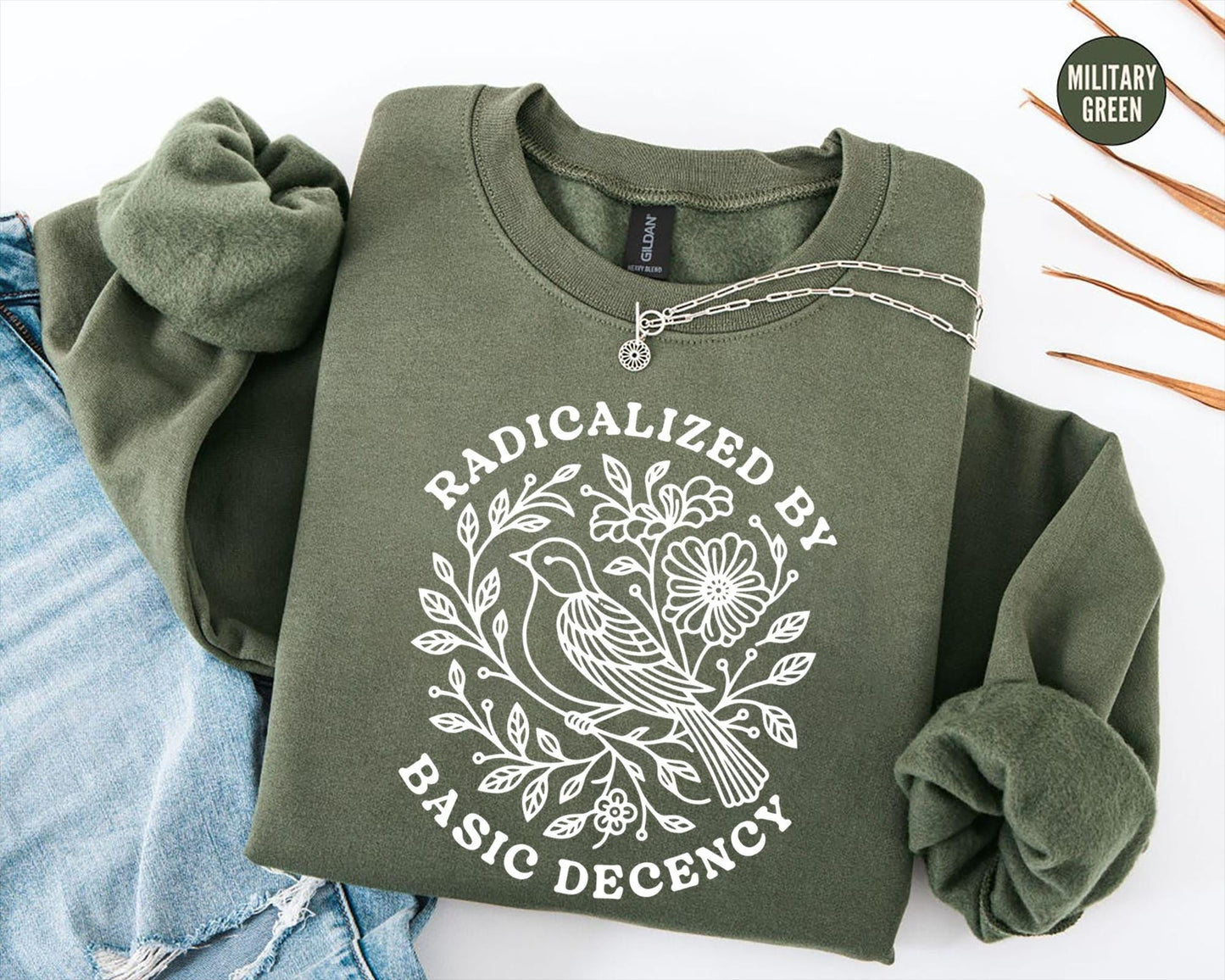 Radicalized By Basic Decency Sweatshirt, Floral Political Protest tShirt, Feminist Activist Long Sleeve Gift,Social Justice Democracy Hoodie
