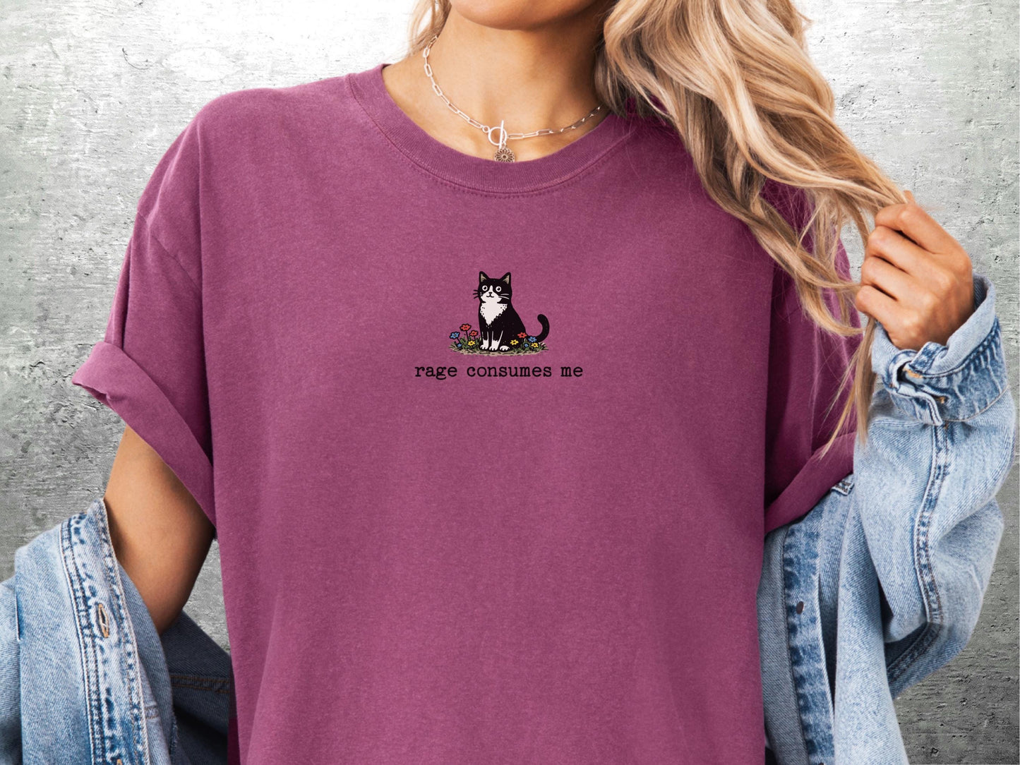 Funny Cat Meme Shirt, Rage Consumes Me, Oversize, Women, Mens, Cat Comfort Colors T-shirt