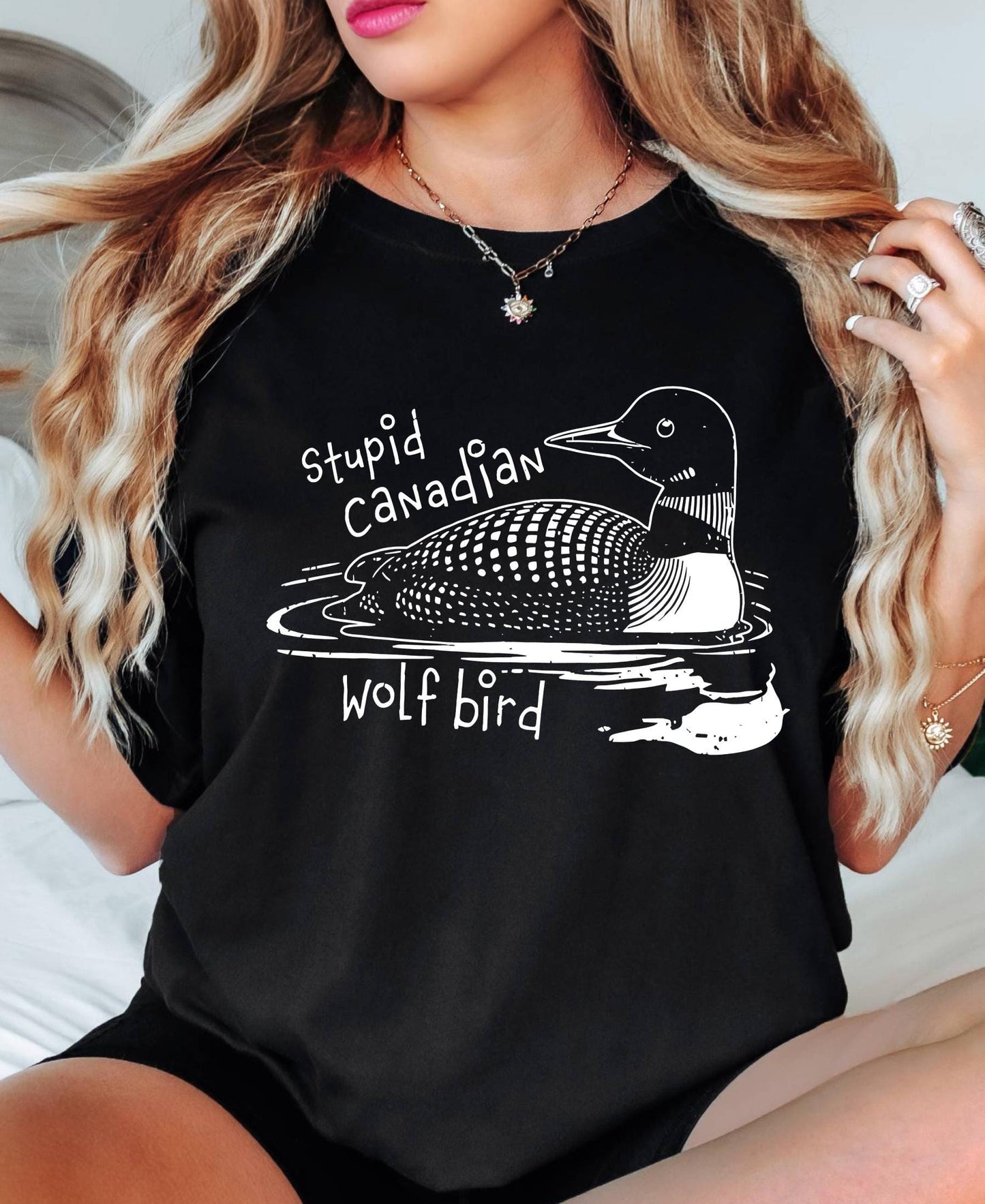 Stupid Canadian Wolf Bird Shirt, Sarcastic Animal Graphic Tee LGBT Gay Pride Gift