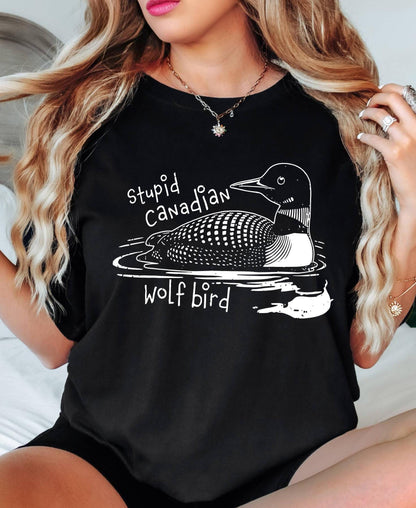 Stupid Canadian Wolf Bird Shirt, Sarcastic Animal Graphic Tee LGBT Gay Pride Gift