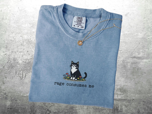 Funny Cat Meme Shirt, Rage Consumes Me, Oversize, Women, Mens, Cat Comfort Colors T-shirt